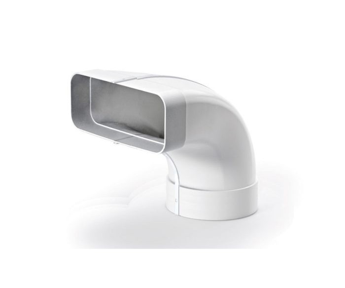 Avtrekksrør PVC rund - flat knekk 90°